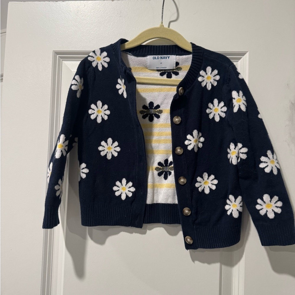 Floral-Print Button-Front Crew-Neck Cardigan for Toddler Girls 3T - Picture 2 of 5